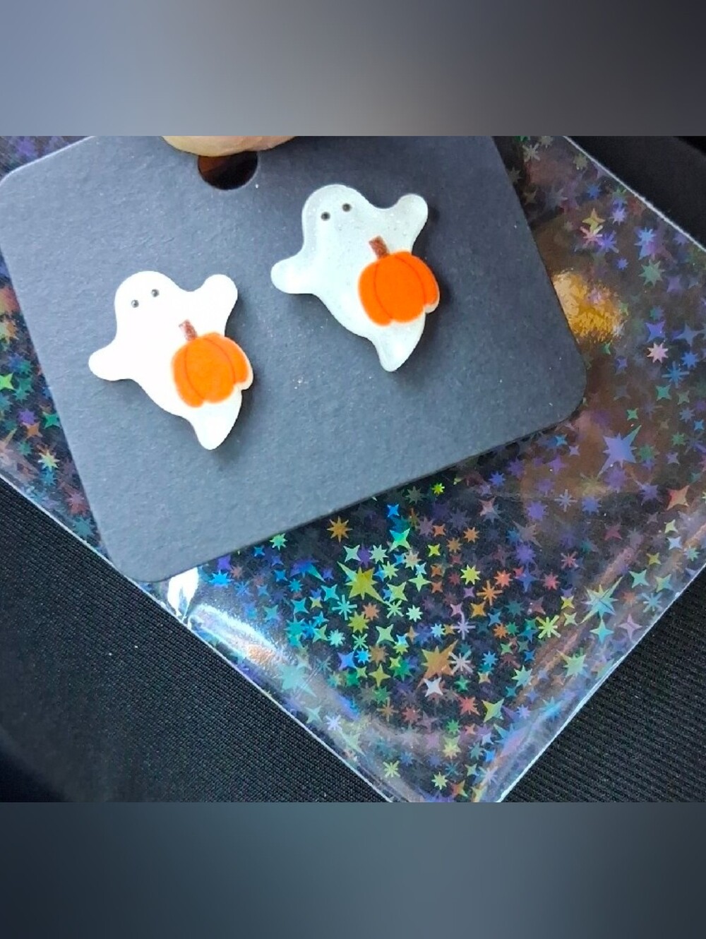 $8 Each Or Bundle 5/$20 Cute Sparkly White Ghost & Orange Pumpkin Stud Earrings